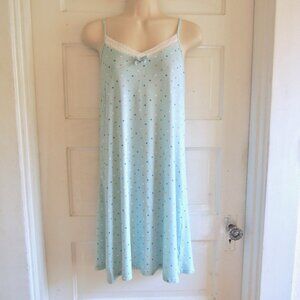 Tress Blue Polka Dot Soft Knit Camisole Nightie Nightgown M